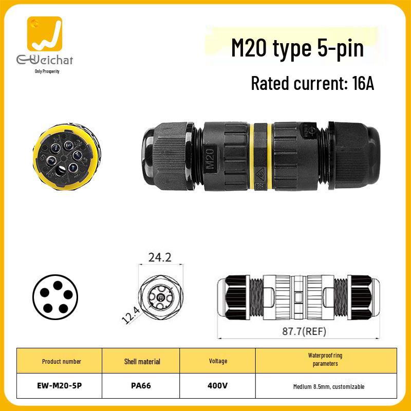 M20 IP68 3-Pin Flame Retardant Waterproof Dustproof Terminal Block Connector for Lighting Electronics.
