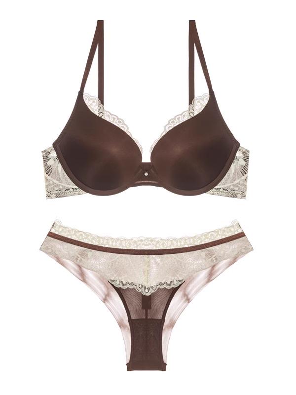 Sexy Lace Push-Up Bra Set for Women - Enhances Small Chest, Anti-Sagging, Seamless, Comfortable - Perfect for Autumn and Winter