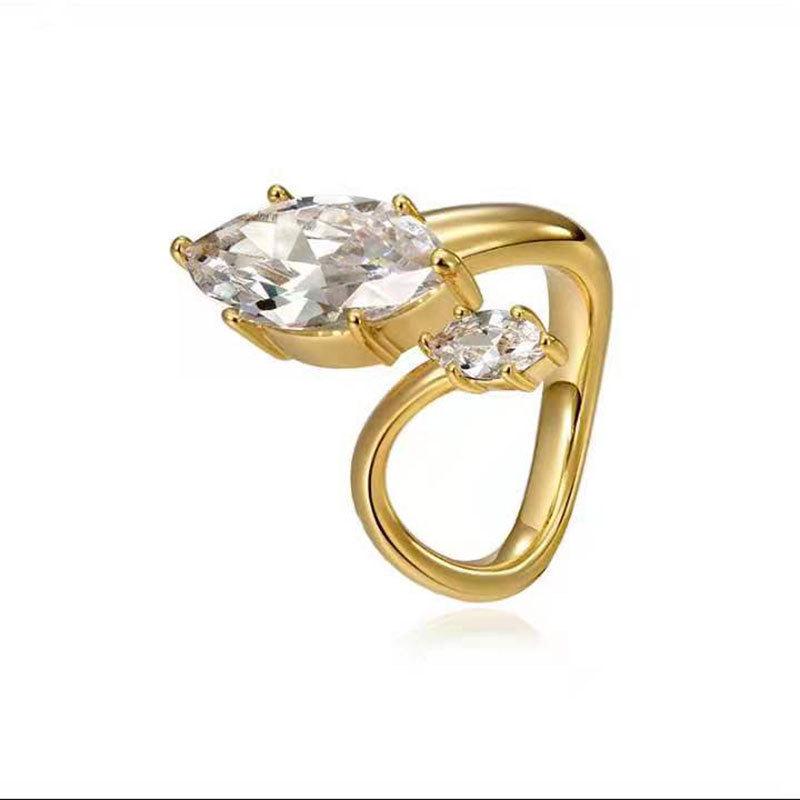 European Niche Design Cubic Zirconia Pig Nose Open Ring - Luxury, Trendy & Stylish Women s Index Finger Accessory Adjustable Open-Ended