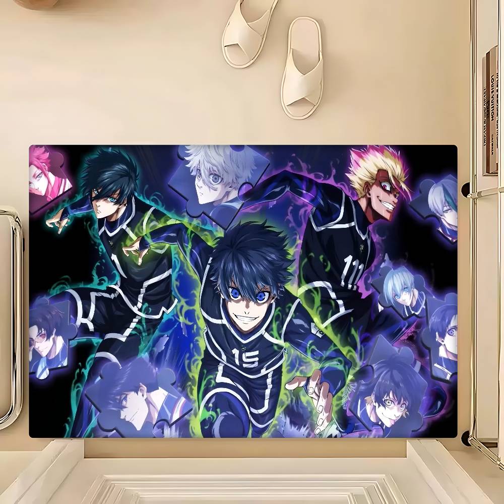Anime B-Blue L-LockS Anti-Slip Kitchen Mat for Kids Room Bedroom Decoration Balcony Living Room Alfombra