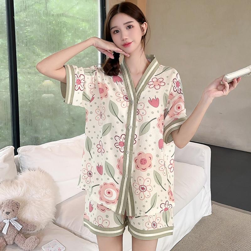 South East Asia bubble cotton pajamas girls summer short-sleeved shorts 1011 cartoon loungewear suit new