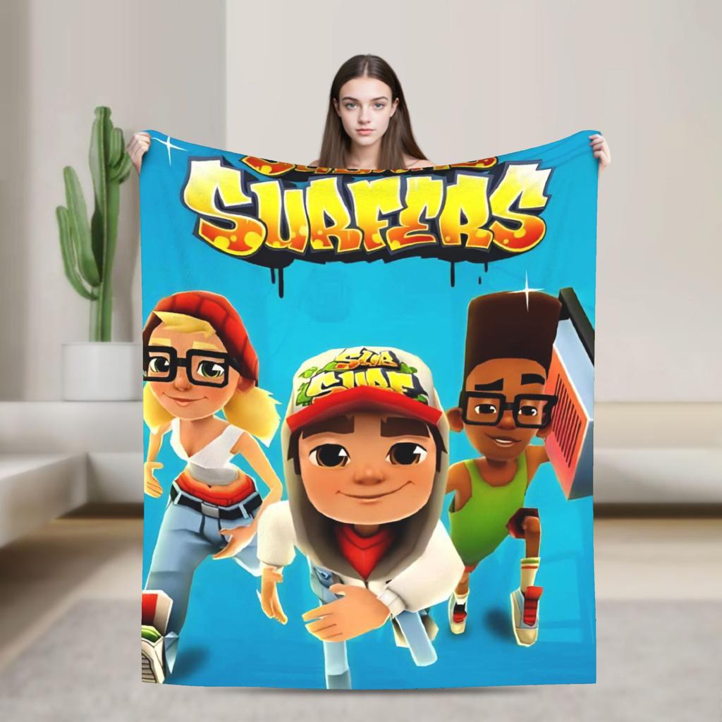 Soft Blankets Decorative Subway-Surfers Jake Tricky  Throw Blanket  Flannel Bedspread For Living Room Funny Sofa Bed Cover