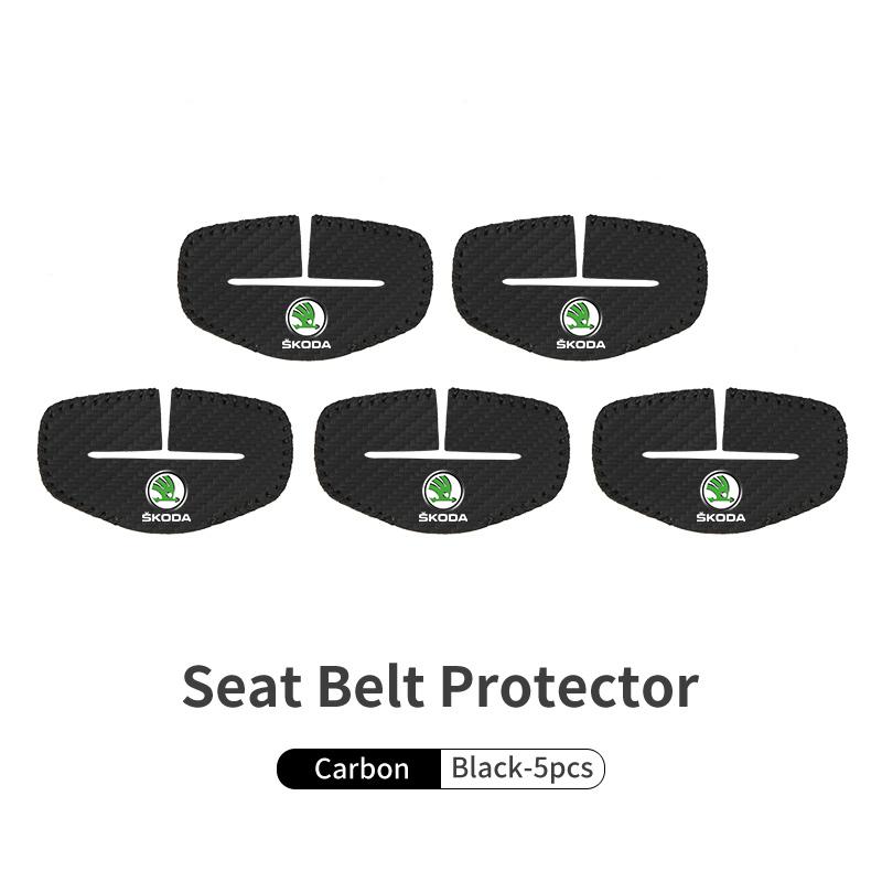 Leather Car Safety Belt Buckle Protector Anti-Scratch Cover Auto Accessories For Skoda Octavia A5 A4 Mk1 2 Fabia Superb Rapid