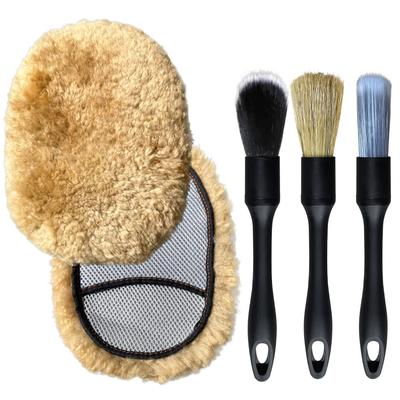 Galacoat Car Wash Shearling Natural Wool Detail Brush Sponge, Gloves, 100% [5-piece Set]
