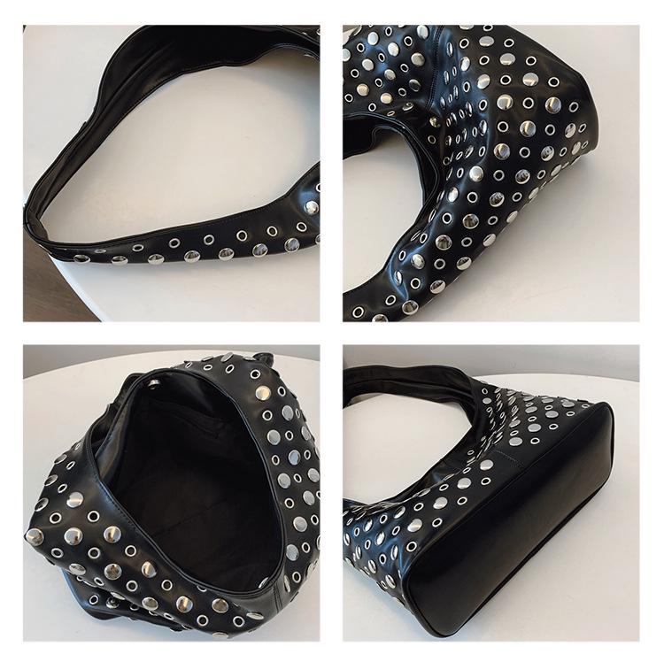 2025 Trendy Polka Dot Nýtovaná Taška přes Rameno – Módní Evropský a Americký Styl Tote