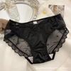 French-style Satin Niche Sexy Pure Lace Cream Triangle Panties Pure Cotton Crotch Low-rise Women's Underwear