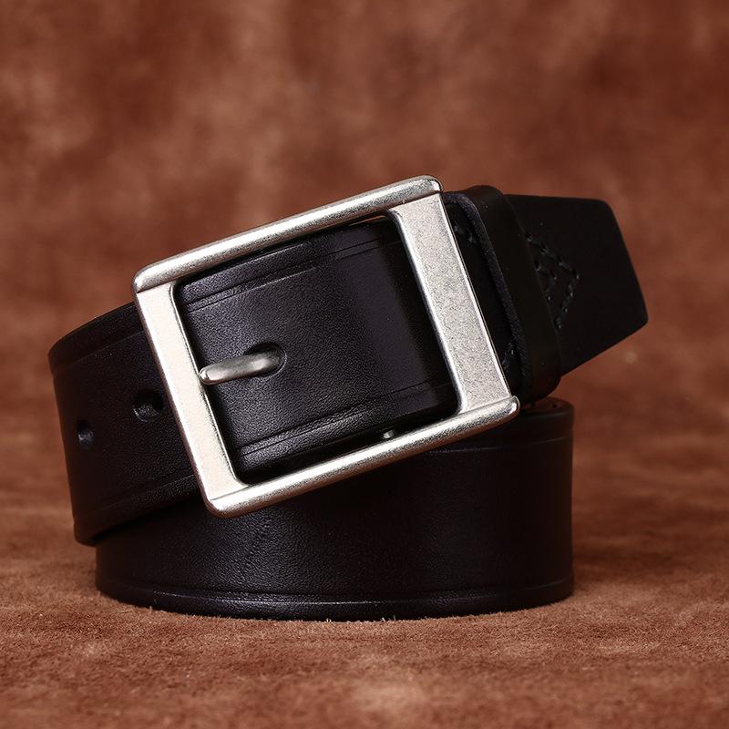 Belt Men's Stylish Simple and Versatile Trendy Italian Top Layer Cowhide Leather Pin Buckle Casual Fashion Brand Men's Leather Belt