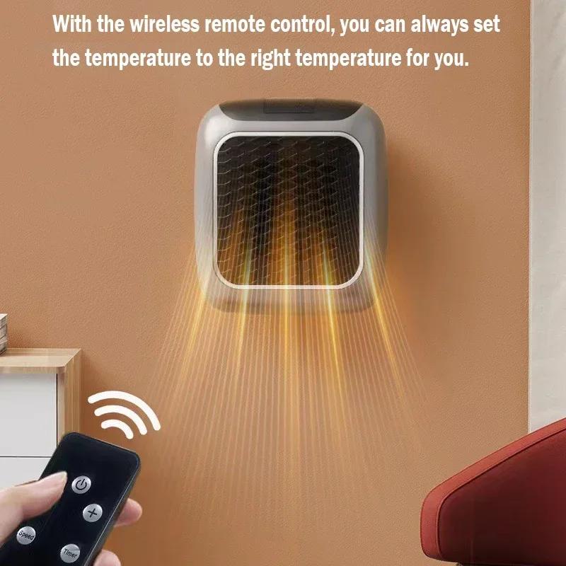 

Portable Mini Heater for Home Bedroom Office Remote Control Electric Heater Low Consumption Vertical Heating Fans Warmer Machine синий