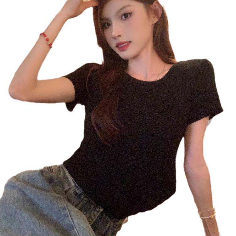 Short-sleeve Knit Sweater for Women, New Summer Trendy Irregular Student Top, Slim Fit, Hot Girl T-shirt