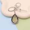 Natural Stone Crystals Teardrop Shape Photo Locket Keychain Featuring Diamonds Cut Designs for Sentimental Gifts
