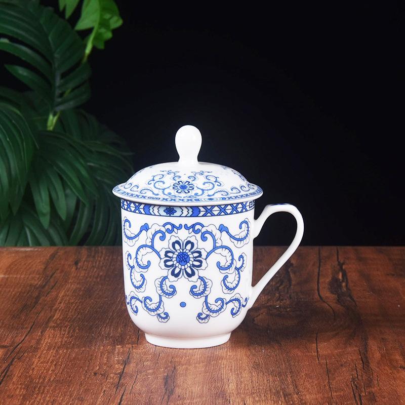 Tibetische Retro-Tasse Keramiktasse mit Deckel Bone China Tasse Bürotasse Besprechungstasse Wasserbecher Teetasse Becher Kommerzielle Tasse