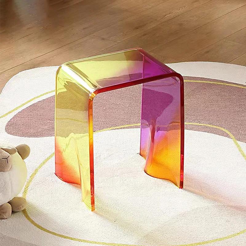 Acrylic Rainbow Stool Colorful Shoeshine Chair Leisure Stool Transparent Light Luxury Fashion Bedside Tea Table Thickened