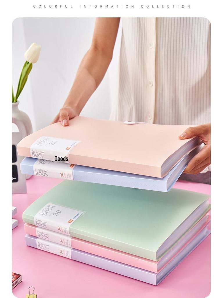 A4 Transparent Multi-Layer Binder with Insert Pages for Student Papers - Morandi Loose-Leaf Storage Folder