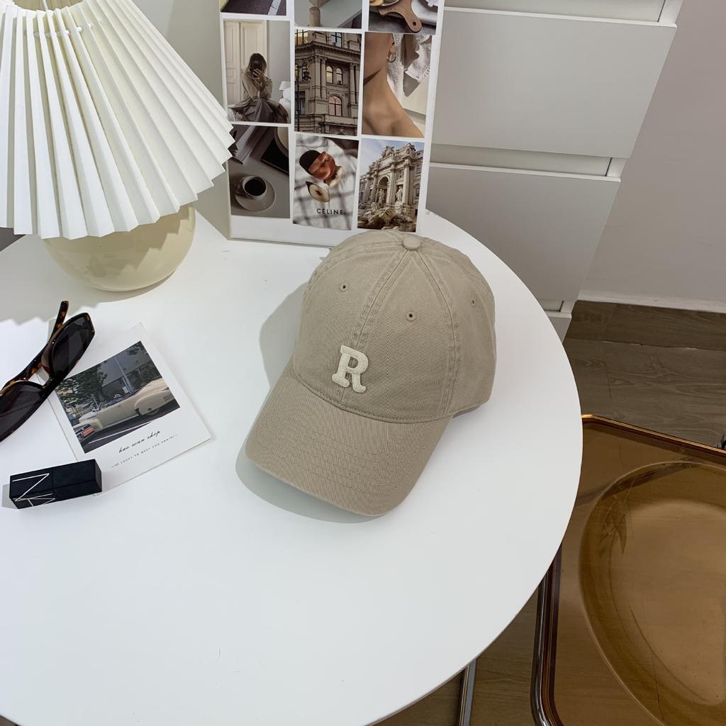 New Embroidery Letter R Baseball Cap Summer Solid Women Ponytail Hats Men Baseball Cap Cotton Outdoor Simple Visor Casual Cap