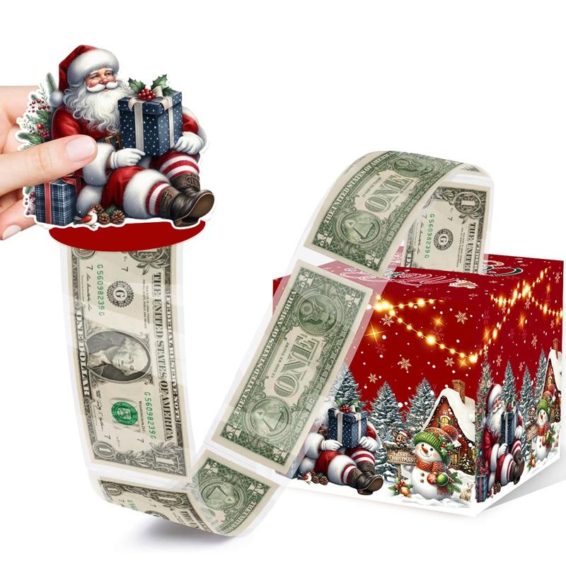 Vánoční dárková krabička s penězi Šťastný nový rok 2026 Dekorace Překvapení Krabička na tahání peněz Vánoce Navidad Dárek Santa Clause Peněžní obálka