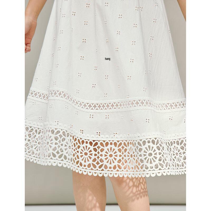 INMAN Pure Cotton French Hollow Embroidered Lace A-Line Dress