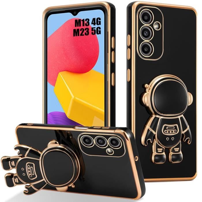 Coque Silicone - Samsung - Galaxy M23 5G - Antichoc - Anti-rayure - Support Astronaute Noir