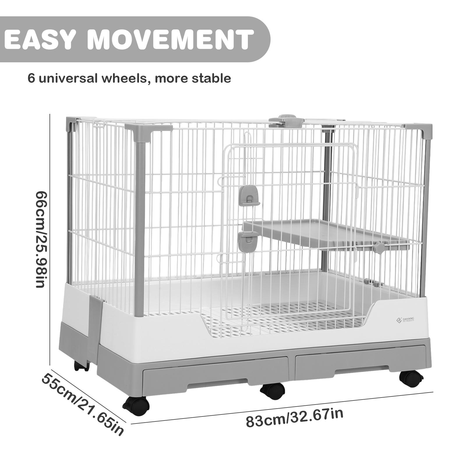 

Gravity Lock Rabbit Cage Leak Proof Large Space Bunny Cage Removable Household Wheeled Animal Cage for Guinea Pig Chinchilla серый