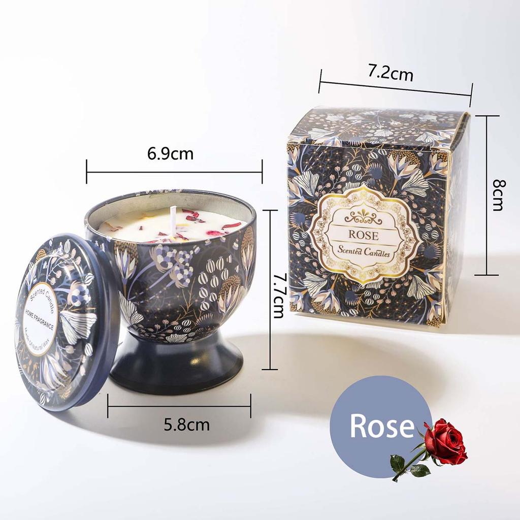 Goblet Design Scented Candle Box Vintage Flower Rose Lavender Candle Jar Soy Wax Fragrance Candles Wedding Birthday Gift Home De