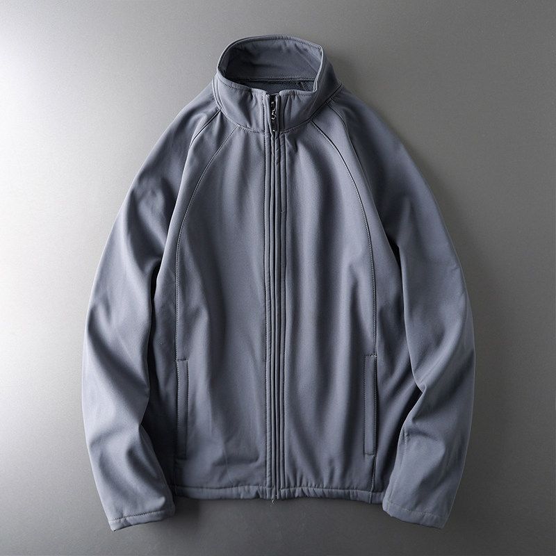 Fashion Brand Spring and Autumn Foreign Trade Original Order Soft Shell Jacket Gray 4XL