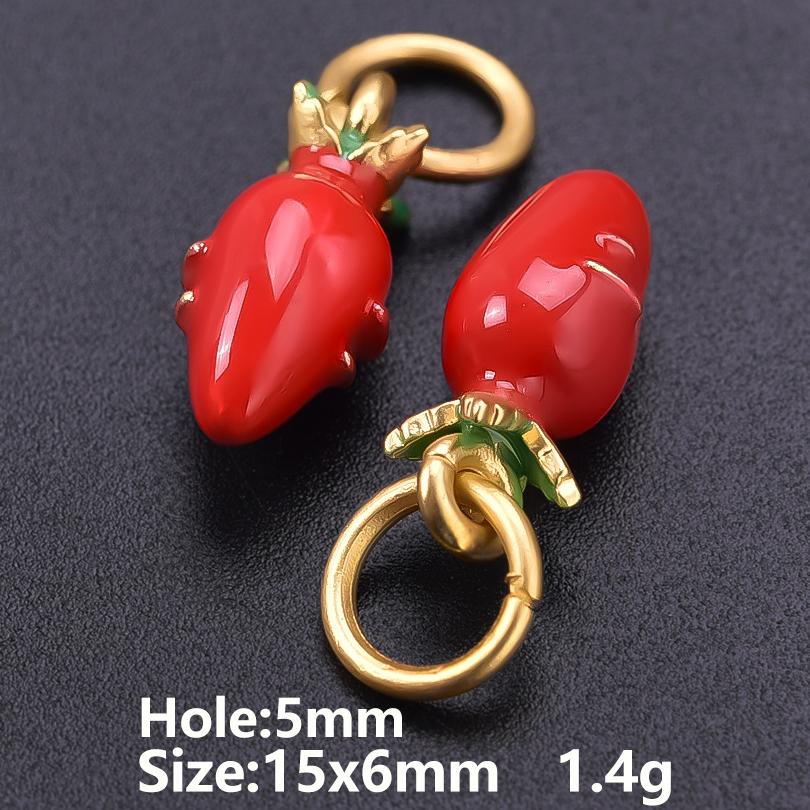 5pcs Fashion Strawberry Peach Watermelon Enamel Charm For Jewelry Making Supplies 3D Alloy Pendant DIY Accessories Findings Bulk