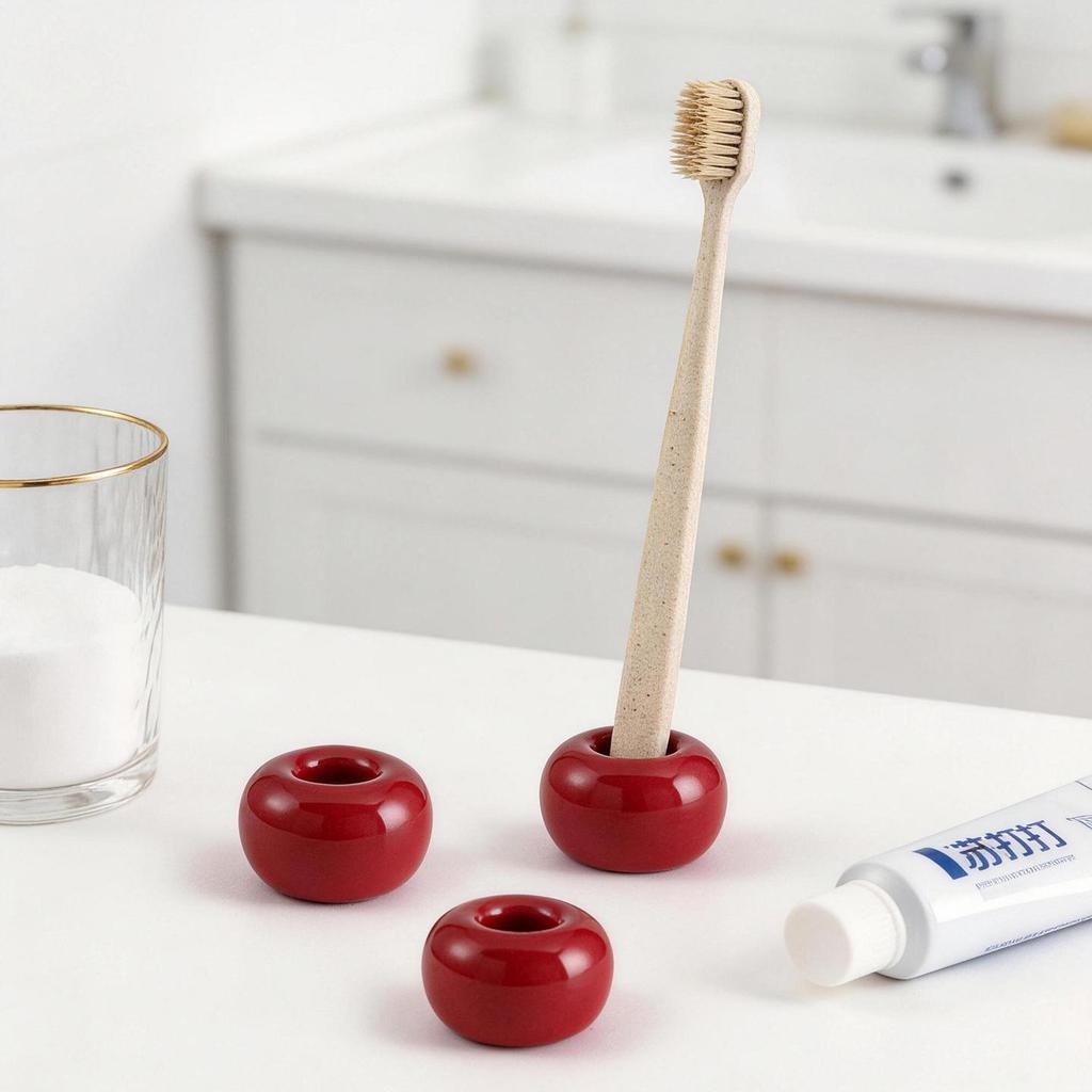 Ceramic Macaron Toothbrush Holder - Fashionable Dental Tool Stand for Couples