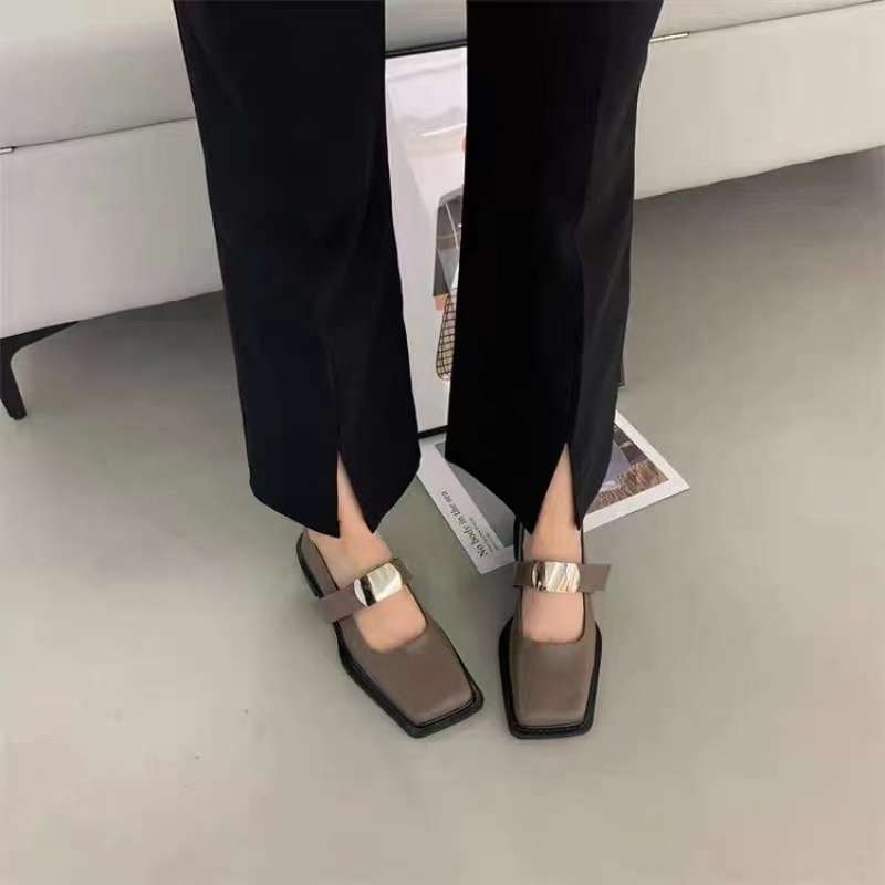 

Французский британский стиль одинарная обувь женская обувь лоферы Мэри Джейн весна и осень новая толстый каблук ретро черные маленькие кожаные туфли женские 39 серый