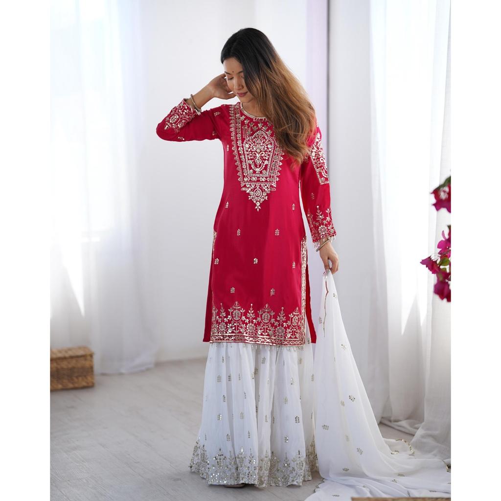 Women Bollywood Ready To Wear Party Wear Sharara Suit Salwar Kameez Set Dress SC-2204