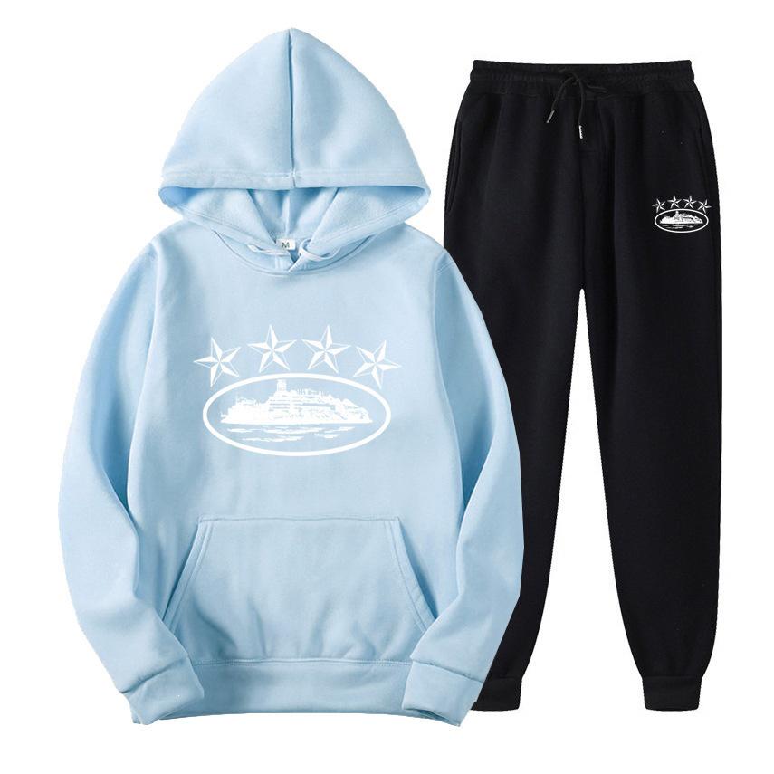 Corteiz Modny Luźny Zestaw Bluza Streetwear - Unisex Casualowy Styl Hip Hopowy Amerykański na Jesień
