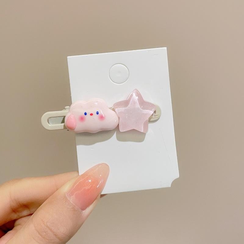 Children Hair Clips Set Cute Cartoon Cloud and Star Shape Hairpins Durable Metal Snap Clips for Kids Hair Styling Accessories One Size