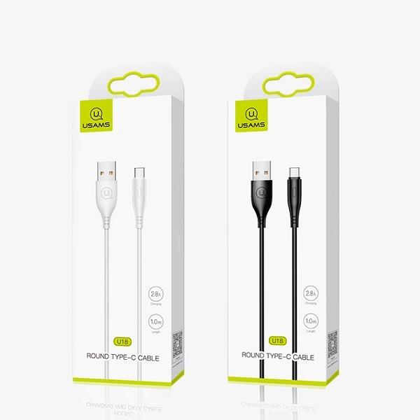 Usams Kabel U18 Usb-C 2A Fast Charge 1Mbiały/White Sj267Usb02 (Us-Sj267)