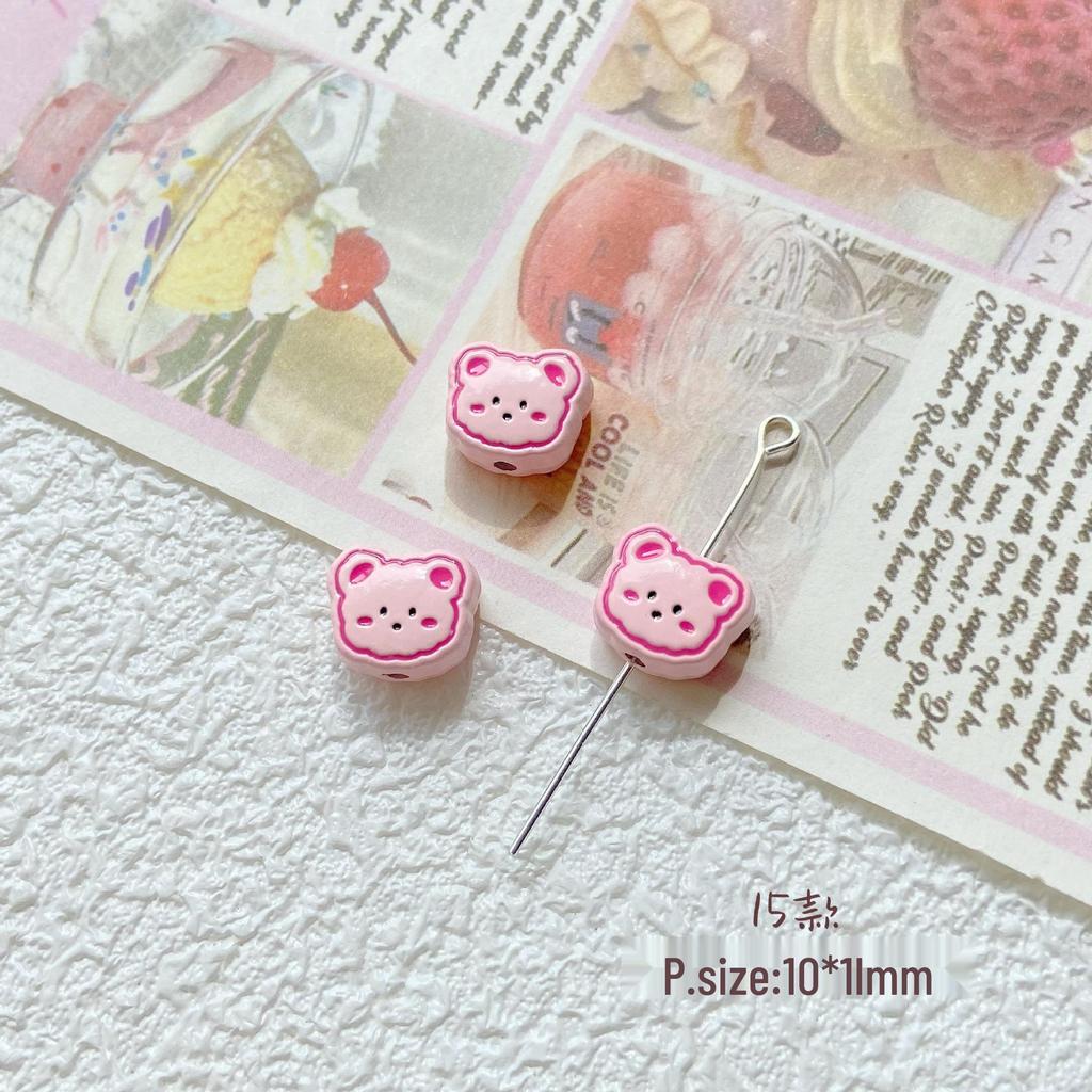 Pink White Bunny Bear Camera Cat Alloy Beaded Charm Bracelet/Necklace Accessories