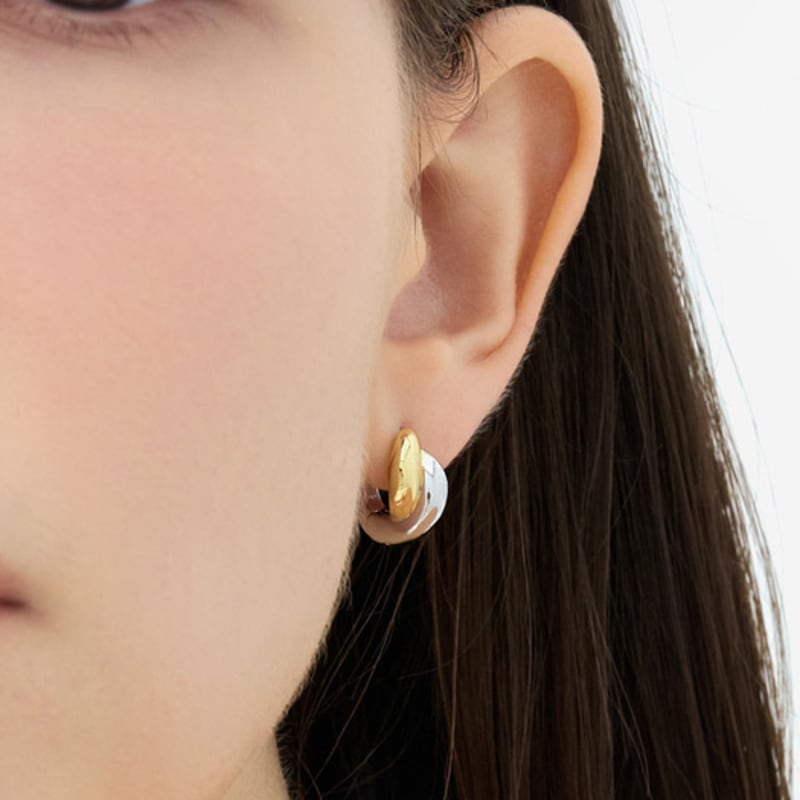 

hyeres-lor Etreve Silver (C) Dual One-Touch Earrings HL2E58232C9XXX