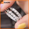 Huitan Simple Circle Design Women Hoop Earrings Inlaid Shining Cubic Zirconia Accessories for Party Wedding Graceful Jewelry