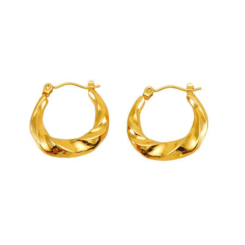 Stainless Steel Vintage Twist Hoop Earrings For Women Fashion Niche Design Ear Buckle Jewelry Gift