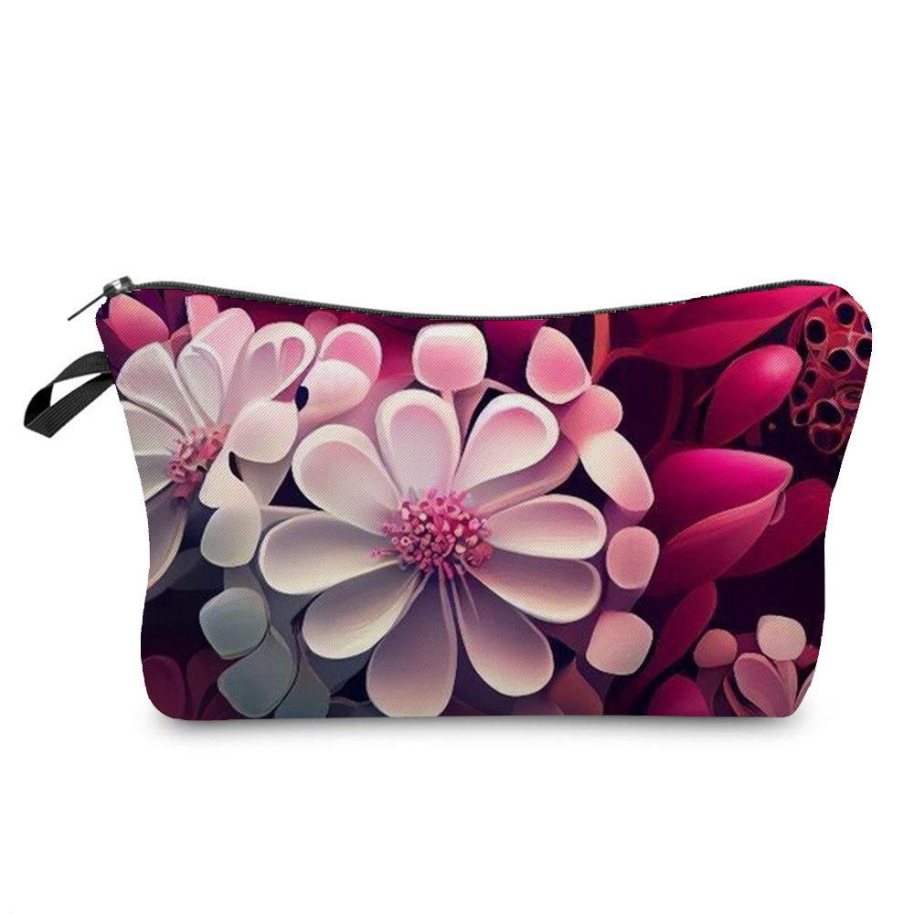 Women Flower Print Cosmetic Bag Toiletries Organize Travel Storage Case  6394 CLE