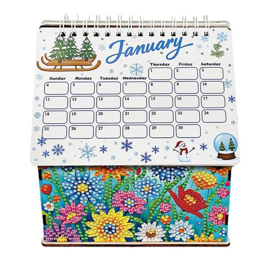 DIY Desk Calendar 2026 Diamond Art Calendar Crafting Kit Cute House Tabletop Calendar Monthly Planner Decoration for Home Office Bedroom