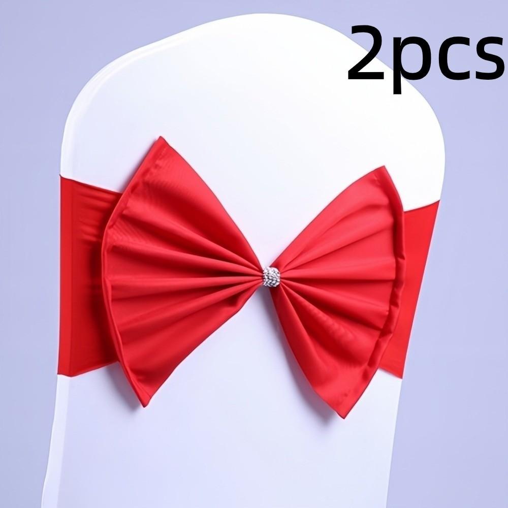 2pcs Multicolor Satin Chair Sashes Band Reusable Chair Back Ribbon Durable Chair Bow Tie  Birthday