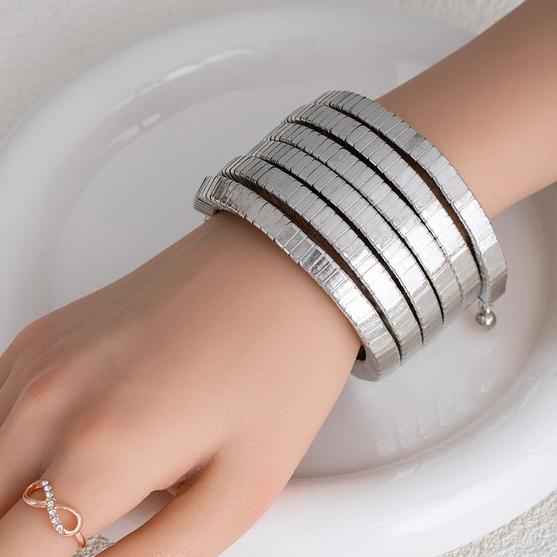 Simple Punk Multi-Layer Winding Line Bracelet, Female Style Personalized Heavy Industry Bracelet, Exaggerated Random Styling Bracelet