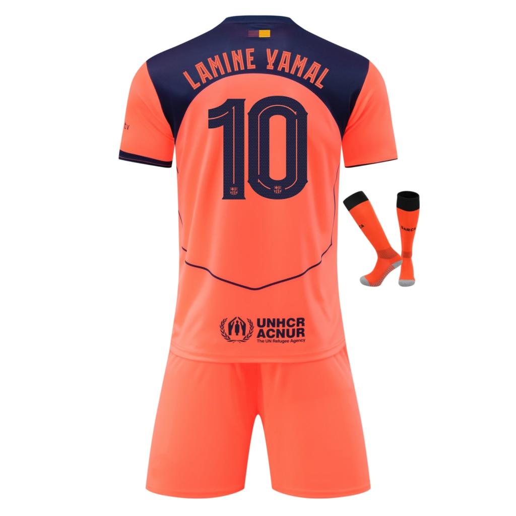 Dětský fotbalový dresový set Barcelona Yamal, YSHT, Polyester, 130-140 cm, Oranžová