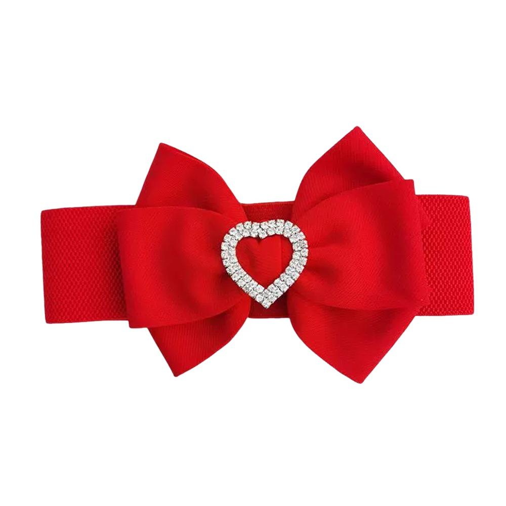 Rhinestone Wide Bow Corset Waist Belt PU Leather Waistband Strap  For Skirts Dress Top Clothes