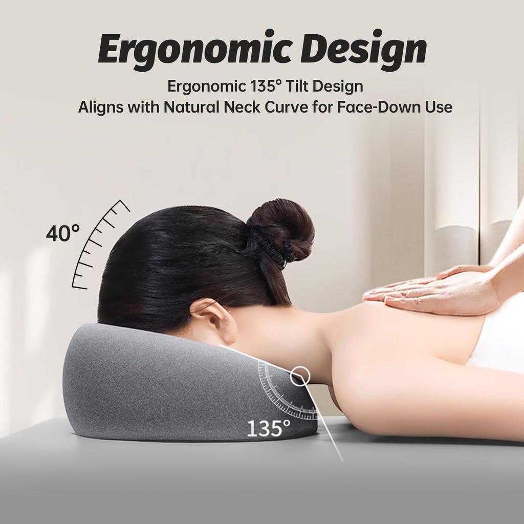 Ergonomics Lying Face Down Pillow Memory Foam Breathable Head Rest Support Pillow Body Massage for Beauty Salon Removable Cover Grey