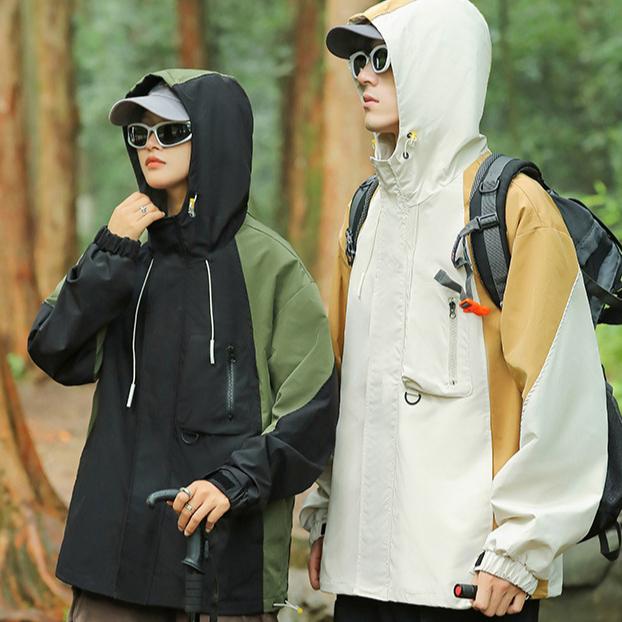 New Assault Suit Men Women Outdoor Sports Hiking Jackets Windproof Waterproof Hooded Jacket Couple Contrast Color Coat