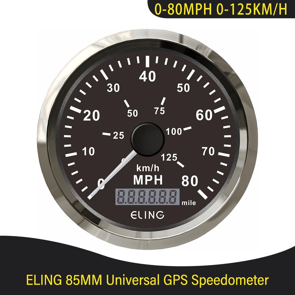 ELING Waterproof 85MM GPS Speedometer 0-40MPH 0-80MPH 0-160MPH Total Mileage Adjustable with Backlight 12V 24V for Truck Yachts