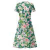 Women's Summer Casual Fashion Print Pocket Short Sleeve V-Neck Swing Dress