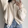 J-Scott Locker geschnittene Kunstleder-Blousonjacke mit voluminösen Ärmeln, Reißverschluss und gefüttert, Weiß, Größe JS97-WH-XL