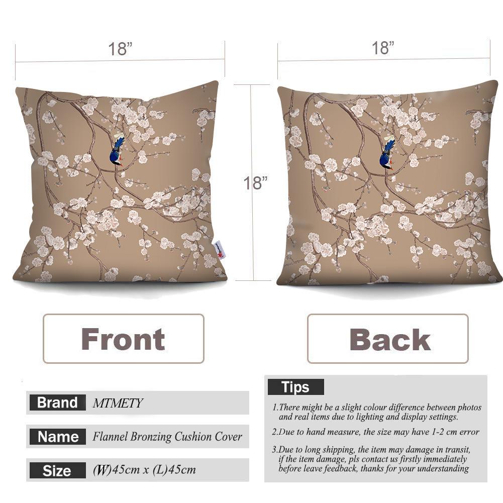 Square Chinese Landscape Painting Cushion Cover Vintage Plum Blossom Pillowcase