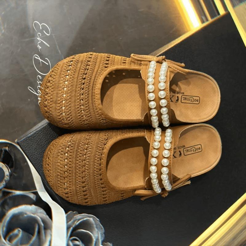 Fashion Women's Fashionable and Versatile High-quality  Heightening Two-Way Wear Slip-On Slippers Summer Breathable Flat Shoes