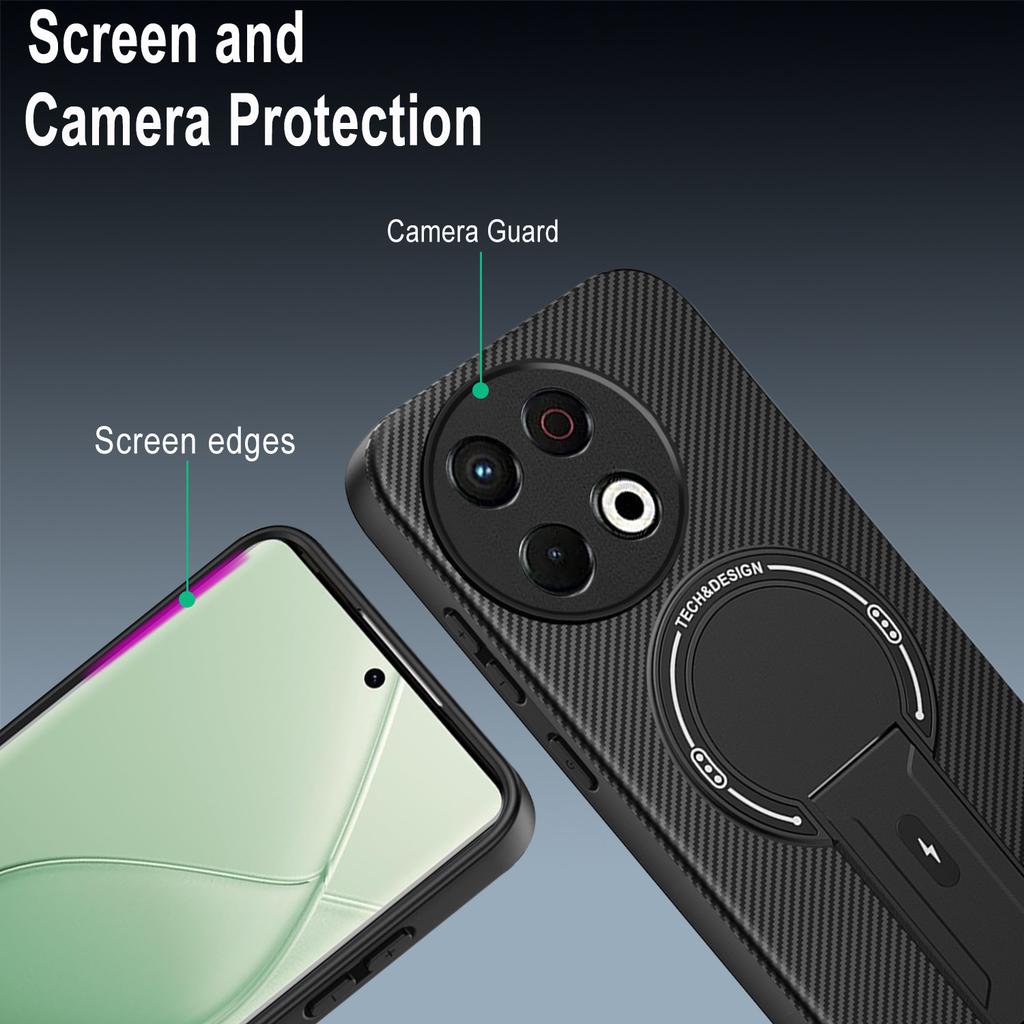 For TECNO Spark 30 Pro 4G Case Carbon Fiber Texture PC + TPU Phone Cover with Kickstand
