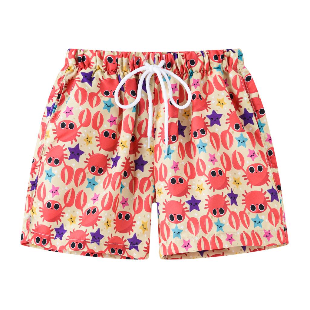 Kids Adjustable Drawstring Swim Trunks Elastic Waist Quick Drying Beach Shorts for Boys Girls Summer Pool Water Activities